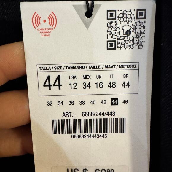 NWT Zara Wide Leg High Waisted Belted Denim Pant Size 12 Pockets - Picture 10 of 10